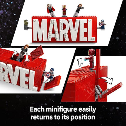 LEGO Marvel: Marvel Logo & Minifigures Building Toy - Marvel Collectible Set for Kids, Boys and Girls, Ages 12+ - Model Kit with 5 Minifigures - Gift Idea for Birthday - 76313
