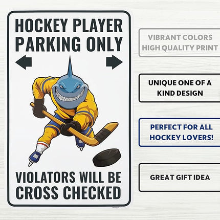 Venicor Hockey Sign - 9 x 14 Inches - Aluminum - Ice Hockey Gifts for Boys Room Decor Birthday Party Favors Stuff
