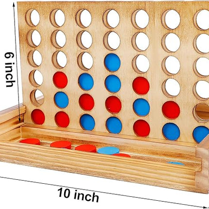 Glintoper Tic Tac Toe & 4 in a Row Tables Game Set, Classic Board Line Up 4 for Living Room Rustic Table Decor and Use as Game Top Wood Guest Room Decor Strategy Board Games for Families