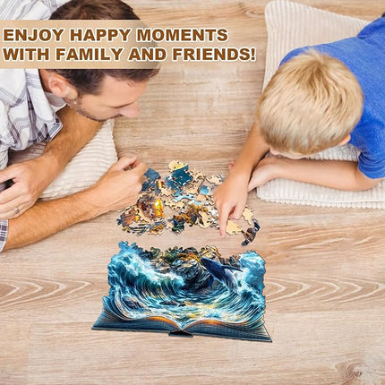 Wooden Puzzles for Adults, Wooden Jigsaw Puzzles for Adults Kids, Dream Sea Wonder Unique Shaped Wood Puzzles Adult, Creative Gifts for Friends Family Game, Home Decor(11.4 * 10.6in 175pcs)