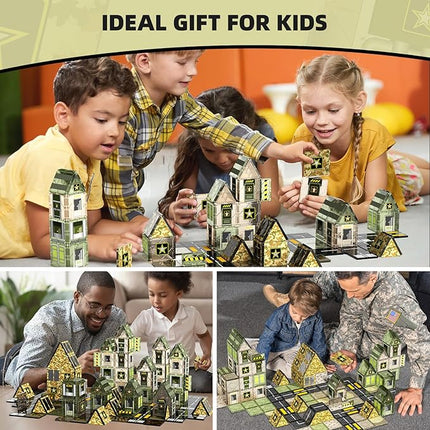 GobiDex 100PCS Army Magnetic Tiles for Toddler, STEM Construction Building Blocks for Kids Military Toys Games, Upgraded Educational Birthday Gifts Toys for 3+ Year Old Boys Girls, Classroom Must Have
