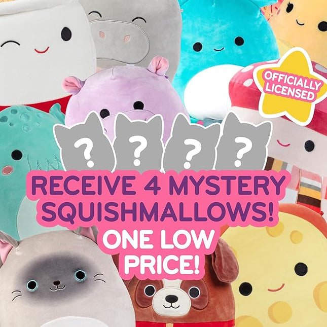 Squishmallows Mystery 10-Inch 4-Squish 2025 Value Pack - Get Four Large Official Jazwares Plush for Less - Collectible Soft & Squishy Stuffed Animal Toy - Gift Set for Kids, Girls & Boys