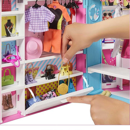 Barbie Dream Closet Playset with 30+ Clothes & Accessories for Barbie Fashion Dolls Including 5 Outfits, Plus Mirror, Desk & Rotating Rack