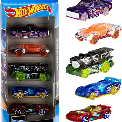 Hot Wheels 1:64 Scale Die-Cast Toy Cars 5-Pack, Set of 5 Toy Race Cars, Hot Rods, Character Cars, Rescue or Pick-Up Trucks (Styles May Vary)