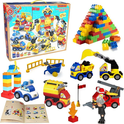 Building Blocks for Toddlers 2-5, 171 Pieces Blocks Car Set for Kids Classic Large Building Bricks Compatible with All Major Brands Educational Toys for All Ages