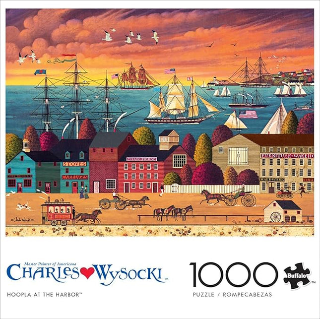 Buffalo Games - Charles Wysocki - Hoopla at The Harbor - 1000 Piece Jigsaw Puzzle for Adults -Challenging Puzzle Perfect for Game Nights - Finished Size is 26.75 x 19.75