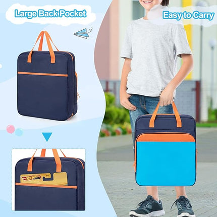 CURMIO Toy Cars Carrying Case Compatible with Hot Wheels Up to 99pcs, Portable Car Toy Storage Organizer Bag for 1/64 Scale Toy Cars, Matchbox Cars, Dolls, Mini Toys, Bag Only