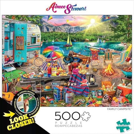 Buffalo Games - Aimee Stewart -Look Closer Family Campsite - 500 Piece Jigsaw Puzzle For Adults -Challenging Puzzle Perfect for Game Nights - Finished Size is 21.25 x 15.00