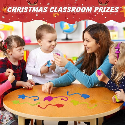 Christmas Sticky Hands Bulk 42PCS Christmas Party Favors for Kids Stocking Stuffers for Kids Stretchy Sticky Hand Toy Goodie Bag Stuffers Fillers Toys Classroom Prizes Carnival Birthday Party Supplies