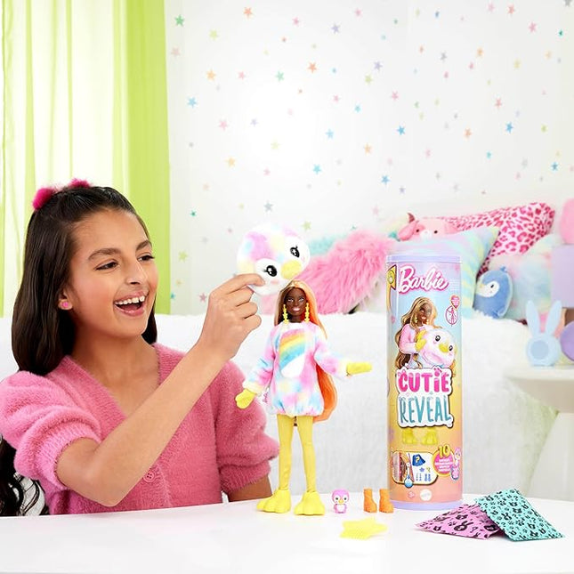 Barbie Cutie Reveal Doll & Accessories, Color Dream Series, Tie-Dyed Penguin Costume & 10 Surprises Including Color Change