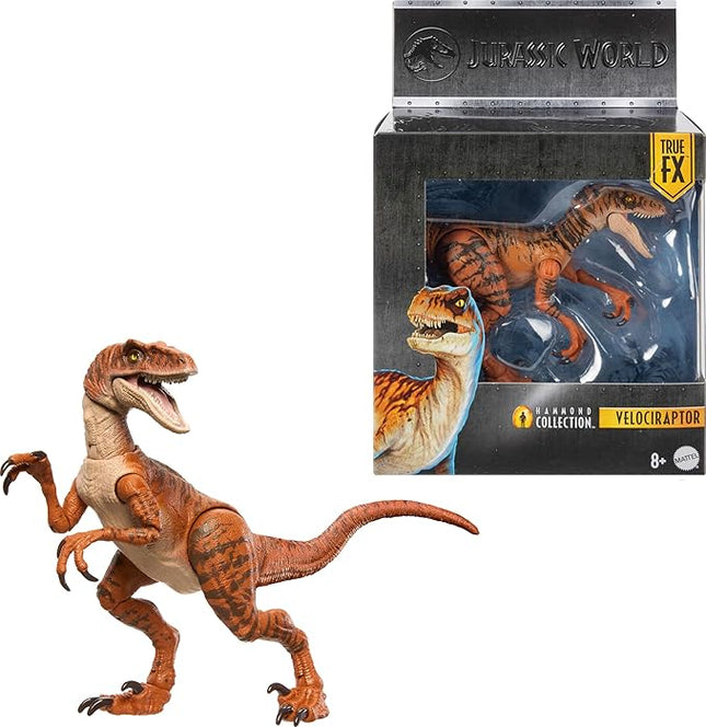 Mattel Jurassic World Hammond Collection Dinosaur Action Figure Toy, Atrociraptor Tiger, Premium Movie Design Glass Eyes & 13 Points Articulation