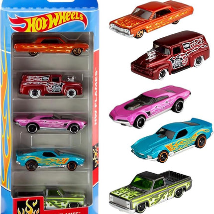 Hot Wheels 1:64 Scale Die-Cast Toy Cars 5-Pack, Set of 5 Toy Race Cars, Hot Rods, Character Cars, Rescue or Pick-Up Trucks (Styles May Vary)