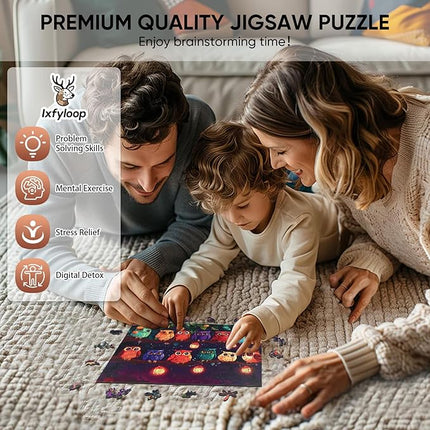 Wooden Puzzles for Adults 500 Pieces, Owl Family Wooden Jigsaw Puzzles, Animal Adult Puzzles, Irregular Wood Puzzles Creative Gift for Adults and Kids Family Brain Game, 14.2x18.8 inch