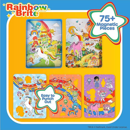Rainbow Brite Magnetic Playset, 75 Characters & Accessories, Reusable Storage Tin and Play Scene, Fun Toddler Toys, Mess Free Travel Games & Road Trip Essentials, 4 Year Old Girl Birthday Gifts