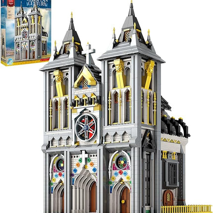 Reobrix Medieval Castle Building Block Set with Light,Architectural Model Kit 66027,European Century Church,Construction Model for Adult and Teens Age of 14+,Home Decoration,Idea Art Gift,3183 PCS