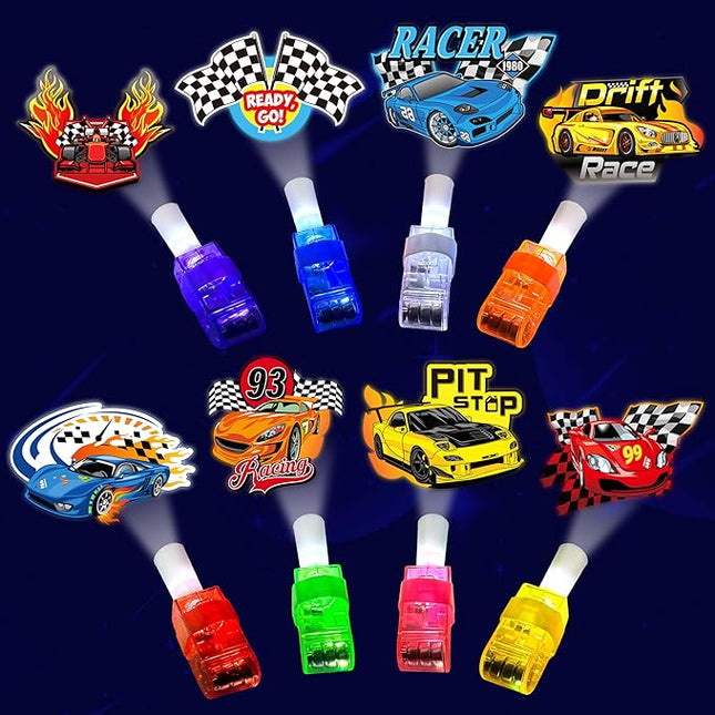 24PCS Race Car Party Favors-LED Finger Lights：Glow-in-the-Dark Light-Up Hot Wheels Toys Bulk for Kids Boys Girls,Cars Theme Birthday Party Decorations Supplies, Party Goodie Bags, Classroom Prizes