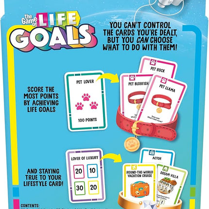 Hasbro Gaming The Game of Life Goals Card & Quick-Playing Family Game, 2-4 Players, Fun Summer Activities, Vacation Travel Essentials, Ages 8+
