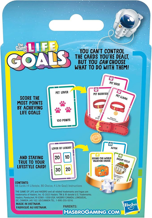 Hasbro Gaming The Game of Life Goals Card & Quick-Playing Family Game, 2-4 Players, Fun Summer Activities, Vacation Travel Essentials, Ages 8+