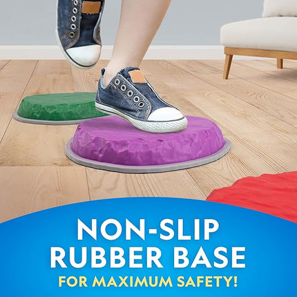 Blue Marble National Geographic Stepping Stones for Kids – 7 Durable, Non-Slip Stones Encourage Toddler Balance & Motor Skills, Indoor & Outdoor Toys, Balance Stones, Obstacle Course