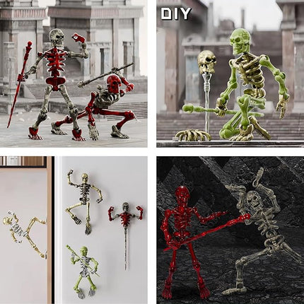 6 Pack T13 Action Figures Set, Skeletons for Halloween, Dummy 13, Titan 13 Skeleton Action Figure, Skeleton Toy 3D Printed Multi-Jointed Movable Skeleton Decor