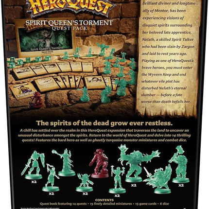 Avalon Hill HeroQuest Spirit Queen's Torment Quest Pack, Requires HeroQuest Game System to Play, Dungeon Crawler Games, Ages 14+, 2-5 Players, Strategy Games