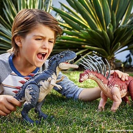 Mattel Jurassic World Gigantic Trackers Action Figure, Bajadasaurus Dinosaur Toy with Rampage Neck Attack, Evolution Spikes, Tail Whip & Digital Play