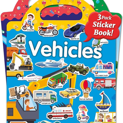 Benresive Reusable Sticker Books for Kids 2-4, Sticker Books for Toddlers 1-3 2-4, Toddler Travel Toys Activities Crafts Gifts - Farm, Space and Vehicle