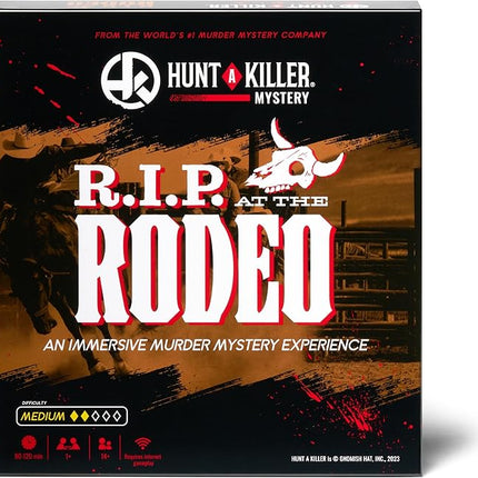Hunt A Killer: R.I.P at The Rodeo, Solve The Murder of a Rodeo Clown, Mystery Box Game for True Crime Fans, Murder Mystery Game for Adults, Play Detective at Home, Designed for 1+ Players Ages 14+