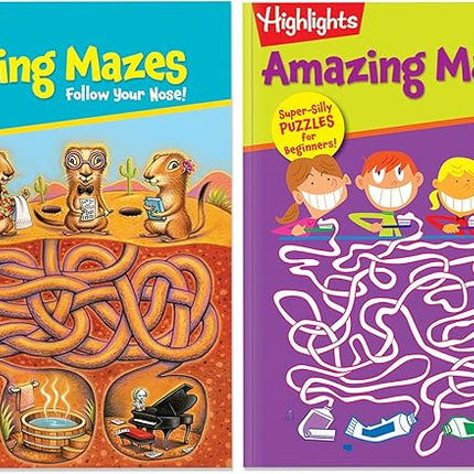 Highlights for Children Amazing Mazes Beginner Maze Books for Kids Ages 3-6, 144 Pages, 2-Pack of Activity Books, Screen Free Fun and Challenging Mazes for Kids