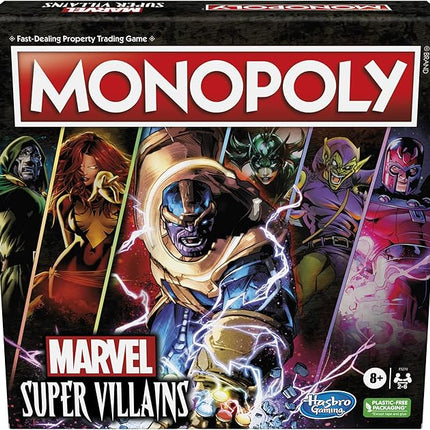 Monopoly: Marvel Super Villains Edition Board Game for Families and Kids Ages 8 and Up, Marvel Game for 2-6 Players