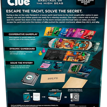 Hasbro Gaming Clue Board Game Sabotage on The High Seas, Escape Room Game, Murder Mystery Games, 1-6 Players, 10+ (Amazon Exclusive)