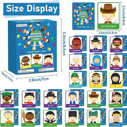 gisgfim 50 Pairs Memory Matching Game Never Forget a Face Concentration Memory Card for Kids Educational Ages 3-8 A Fun & Fast Matching Games