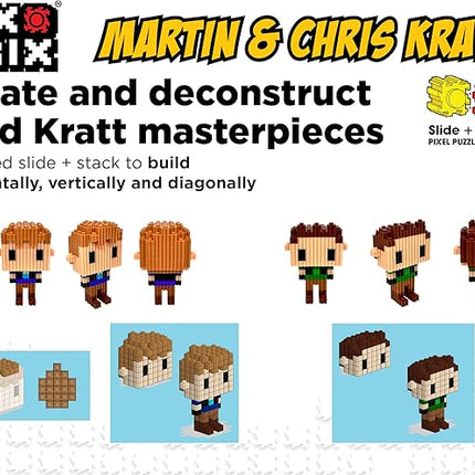 Pix Brix - Wild Kratts Toy Pixel Art Kit - Kratt Brothers Figures, 329 Pieces - Patented Slide + Stack Pixel Puzzle Building Bricks, Create Martin & Chris Figures - Stem Toys, Ages 6 Plus