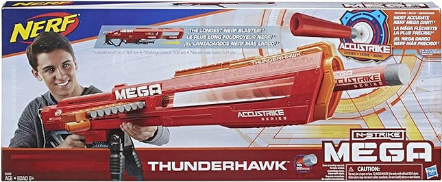 Nerf Thunderhawk AccuStrike Mega Toy Blaster - Longest Blaster - 10 Official AccuStrike Mega Darts, 10-Dart Clip, Bipod - for Kids, Teens, and Adults