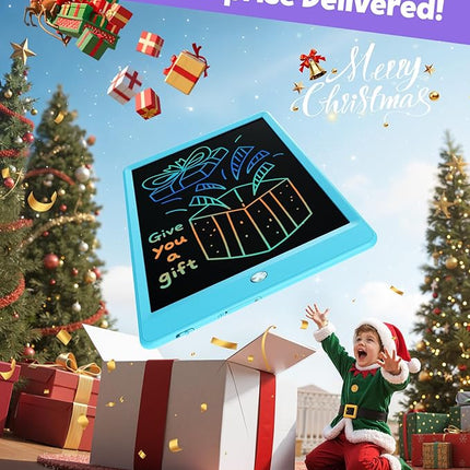 TEKFUN LCD Writing Tablet Doodle Board, 10inch Colorful Drawing Tablet Writing Pad, Kids Travel Essentials, Toddler Toys for 3 4 5 6 7 8 Year Old Girls Boys (Blue)