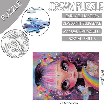 1000 Piece Rainbow Girl Jigsaw Puzzle Exquisite Cute Doll Jigsaw Puzzles for Adults Fashionable Sophisticated Home Decoration Family Puzzle Perfect for Game Nights Ideal Gift Choice 20 x 27 Inch