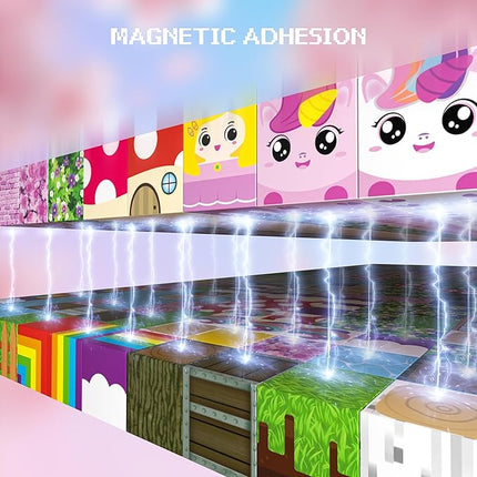 Magnetic Blocks for Girls - 100 PCS Magnet Block Stacking Sensory STEM Outdoor Cubes Game for 3+ Years Old Boys&Girls Children Birthday Easter Gift, 3D Tiles Construction Weekends Toy Set, 0.8in