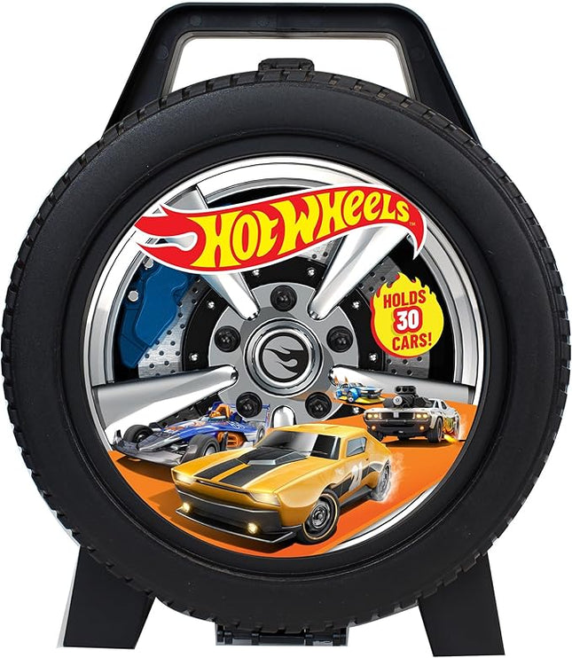 Mattel: Hot Wheels 30 Car Case - Wheel-Shaped Organizer, Storage Accessory, Holds 1:64 Scale Die-Cast Toy Vehicles, Play-Display, Officially Licensed Amazon Exclusive