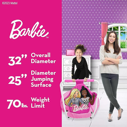 Barbie Hearts Indoor Mini Trampoline with Handle for Toddlers