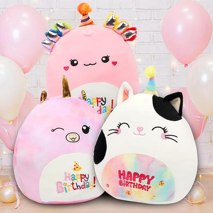 12” Birthday Axolotl Toy Soft Happy Birthday Plush Pillow Cute Axolotl Stuffed Animal Birthday Gifts for Kids, Pink