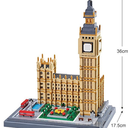Micro Building Blocks - Big Ben London Famous Architecture Model, 6473 Pieces, Advanced DIY Puzzle for Adults & Teens 14+, Collectible Display Set, Creative Gift Idea