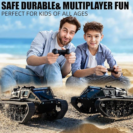 XINGRUI 1:12 Scale Remote Control Car Military Crawler Off-Road RC Tank with 4WD, Adjustable Speed/Steering, 2 Batteries & Openable Doors – All-Terrain RC Truck for Kids Adults, Birthday Gifts