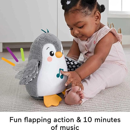Fisher-Price Baby Tummy Time Toy Flap & Wobble Penguin, Plush with Music & Motion for Sensory Play Newborns Ages 0+ Months
