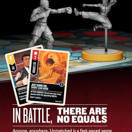 Restoration Games Unmatched Muhammad Ali vs Bruce Lee - Strategy Board Game for 2 Players - Heroes Expansion with Miniatures, Unique Decks, and Abilities - 20 Min Playtime - Ages 9+