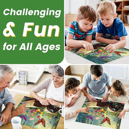 Jigsaw Puzzle 500 Pieces,Flowers Book 500 Piece Puzzles for Adults Kids Seniors Recycled Cardboard Adult Jigsaw Puzzle 500 Piece Family Activities Great Gift for Family and Friends 20.5 * 15 Inch