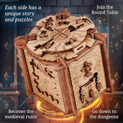 iDventure Cluebox - The Trial of Camelot - Escape Room Game - Puzzle Box - 3D Wooden Puzzle - sequential Puzzle - 3D Puzzles for Adults - Brain Teaser - Birthday Gift Gadget for Men - Money Box