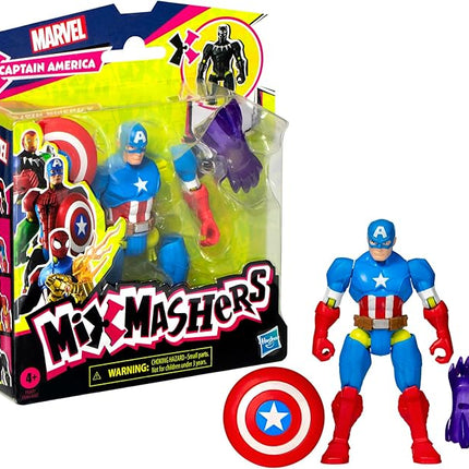 Avengers Marvel MixMashers Captain America Custom Mix-and-Match Action Figure & Accessories, 5-Inch-Scale Super Hero Toys for Kids Ages 4+