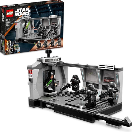 LEGO Star Wars Dark Trooper Attack Set, Mandalorian Building Toy 75324, with Revolving Elevator, Luke Skywalker Minifigure and Lightsaber, Pretend Play Star Wars Building Set for Kids Age 8+ Years Old