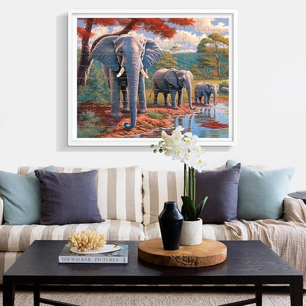 100 Piece Big Piece Jigsaw Puzzle for Seniors Elephant Forest Dementia Large Piece Puzzles for Seniors- Alzheimer's Activity for Adults Puzzle- Best Memory Game for Patiens in Nursing Home 15" x 19"