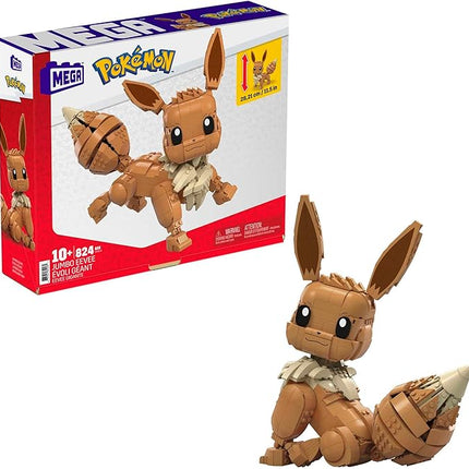 MEGA Pokémon Building Toys Set Jumbo Eevee with 824 Pieces, Articulated and Poseable, 11 Inches Tall, for Kids